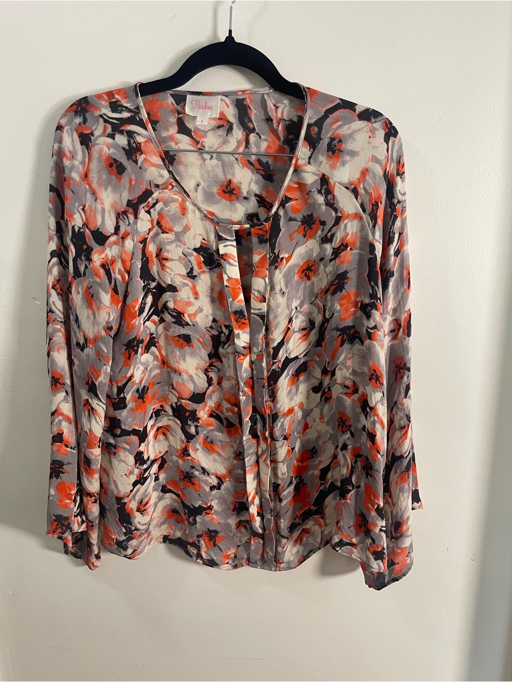 Parker 100% Silk Floral Blouse Size Small